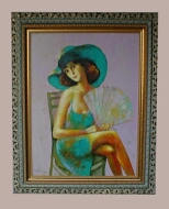 young lady with a fan portrait