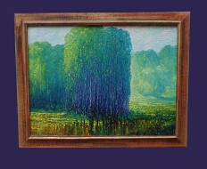 Trees Landscape. Fine art oil on canvas